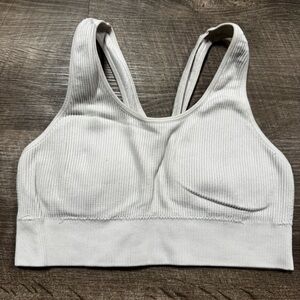 Aerie White Ribbed Bra Size Medium